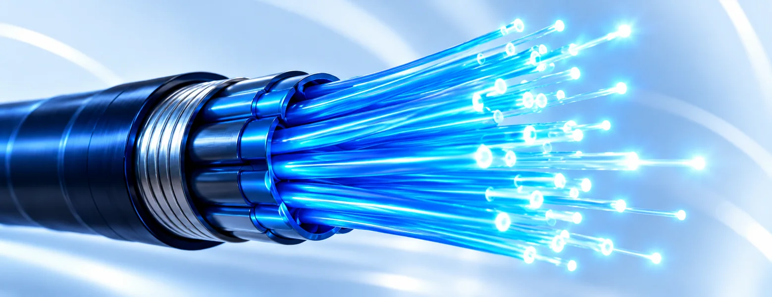 Close-up of illuminated blue fiber-optic strands